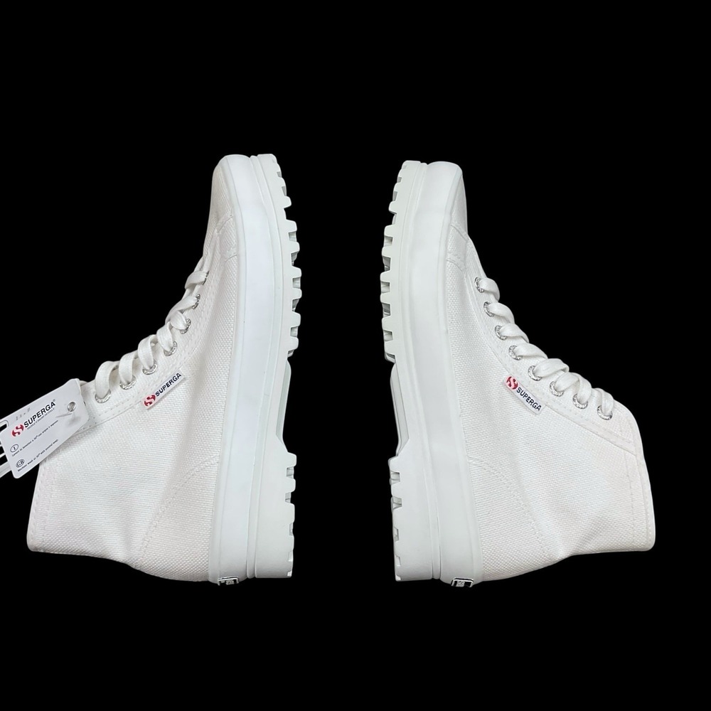 Superga White Alpina High Top Canvas Lace Up Sneakers‎ Size 7.5 NWT